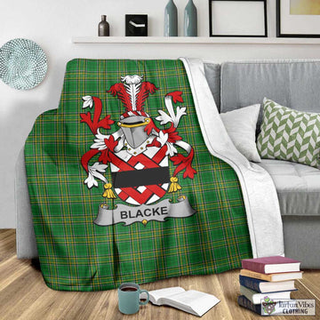 Blacke Irish Clan Tartan Blanket with Coat of Arms