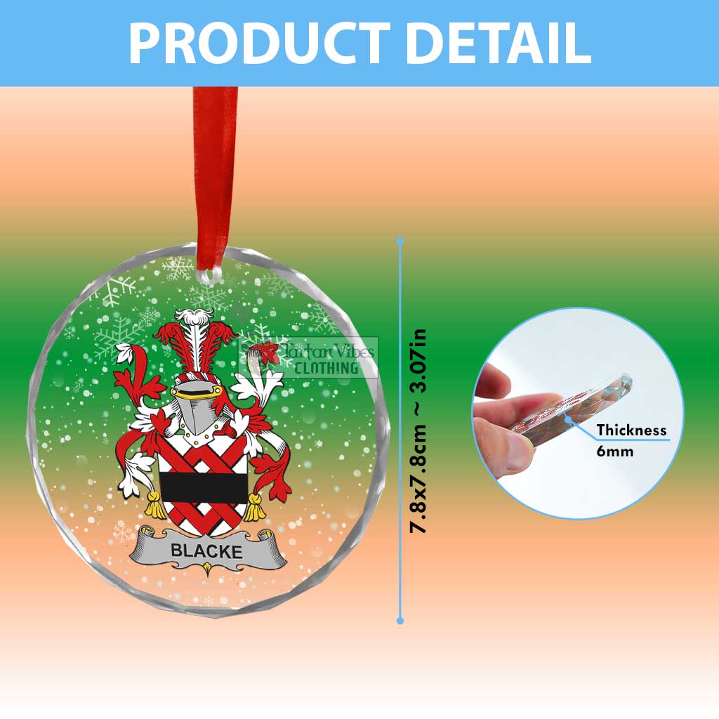 Tartan Vibes Clothing Blacke Irish Clan Christmas Glass Ornament with Coat of Arms