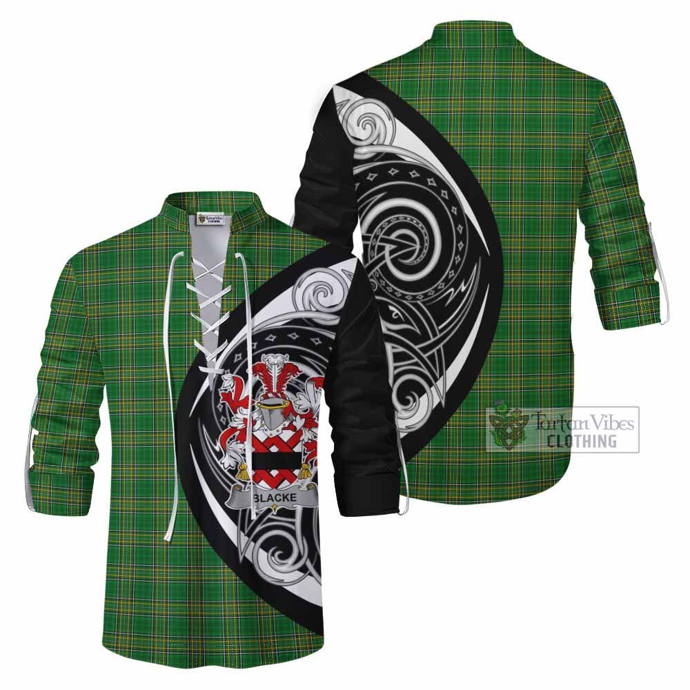 Tartan Vibes Clothing Blacke Irish Clan Ghillie Kilt Shirt Celtic Circle Style