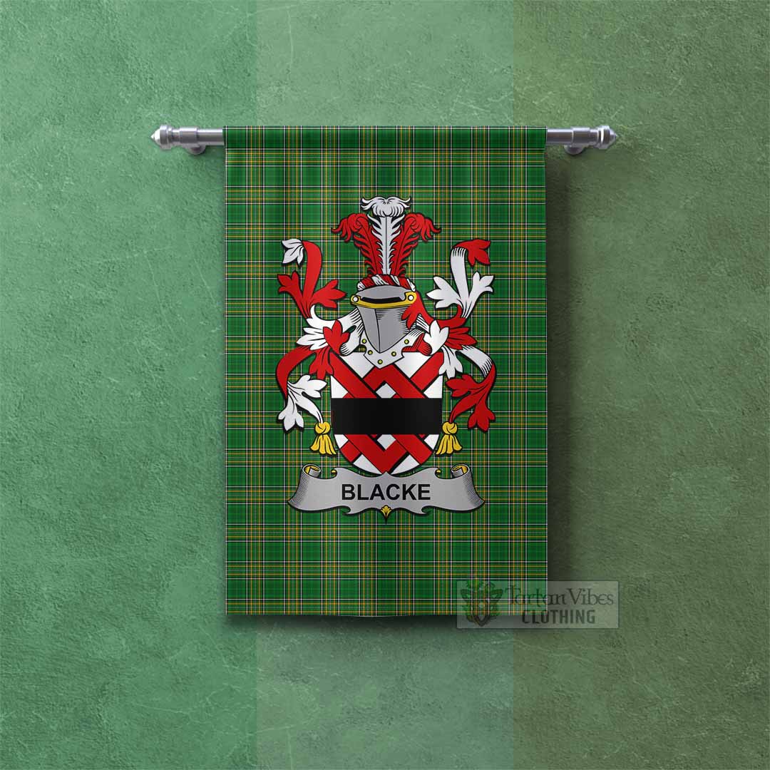 Tartan Vibes Clothing Blacke Irish Clan Tartan Gonfalon, Tartan Banner with Coat of Arms