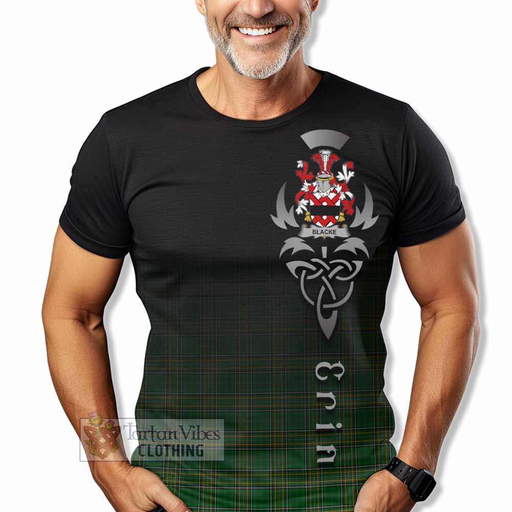 Tartan Vibes Clothing Blacke Irish Clan T-Shirt with Coat of Arms Erin Go Bragh Celtic Inspired