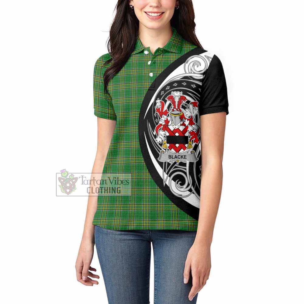 Tartan Vibes Clothing Blacke Irish Clan Women's Polo Shirt Celtic Circle Style