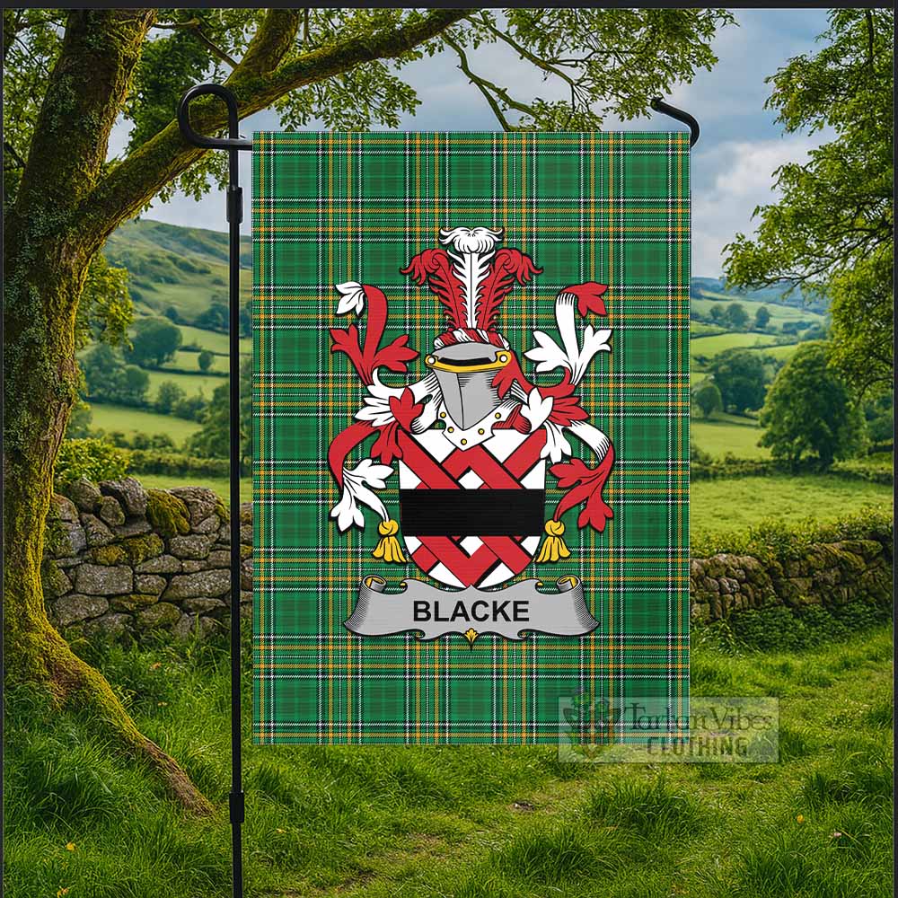 Blacke Irish Clan Tartan Flag with Coat of Arms