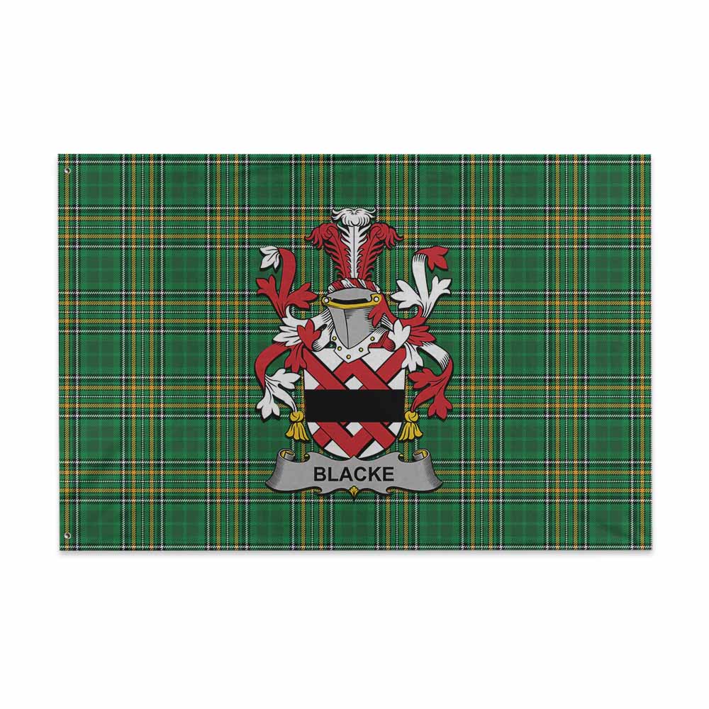 Tartan Vibes Clothing Blacke Irish Clan Tartan House Flag with Coat of Arms