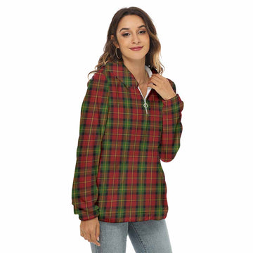 Blackstock Tartan Women's Borg Fleece Hoodie with Half Zip