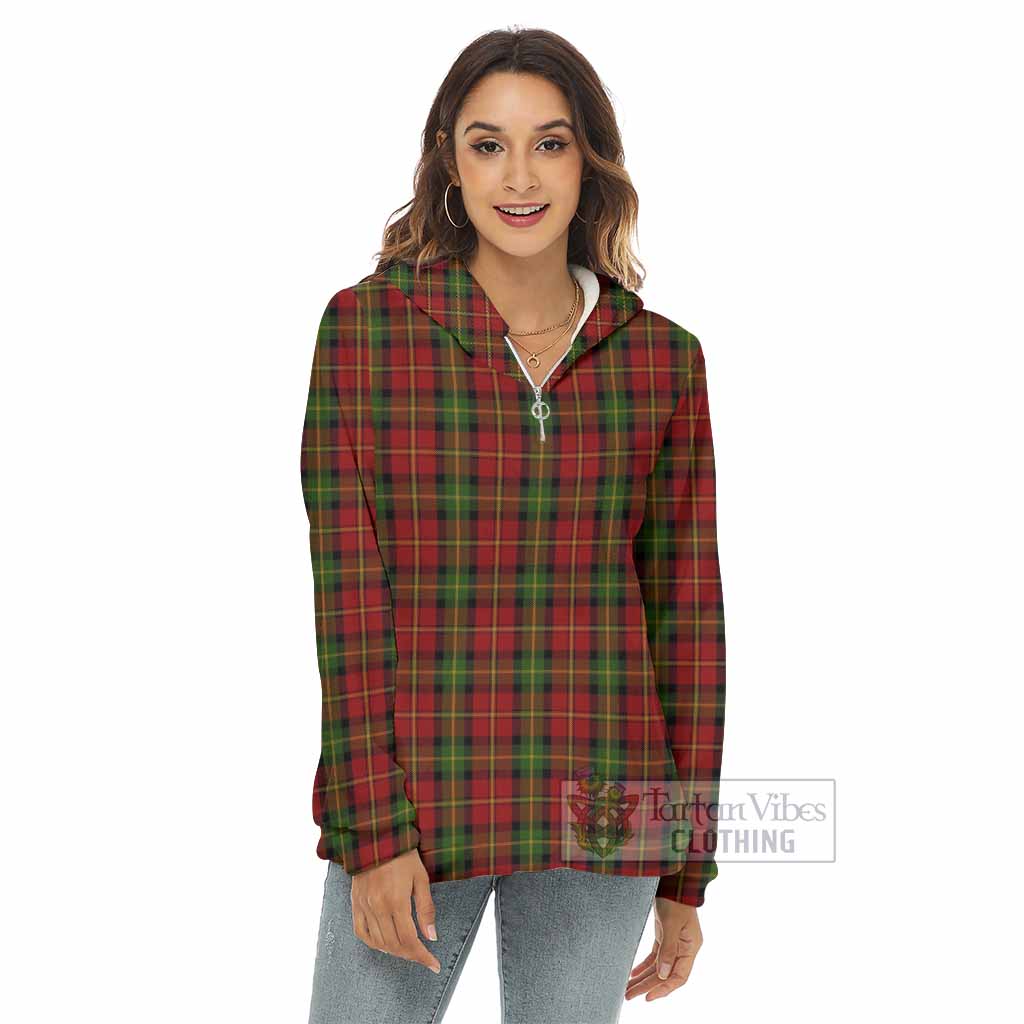 Blackstock Tartan Women's Borg Fleece Hoodie with Half Zip - Tartan Vibes Clothing