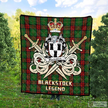 Blackstock Hunting Tartan Quilt with Clan Crest and the Golden Sword of Courageous Legacy