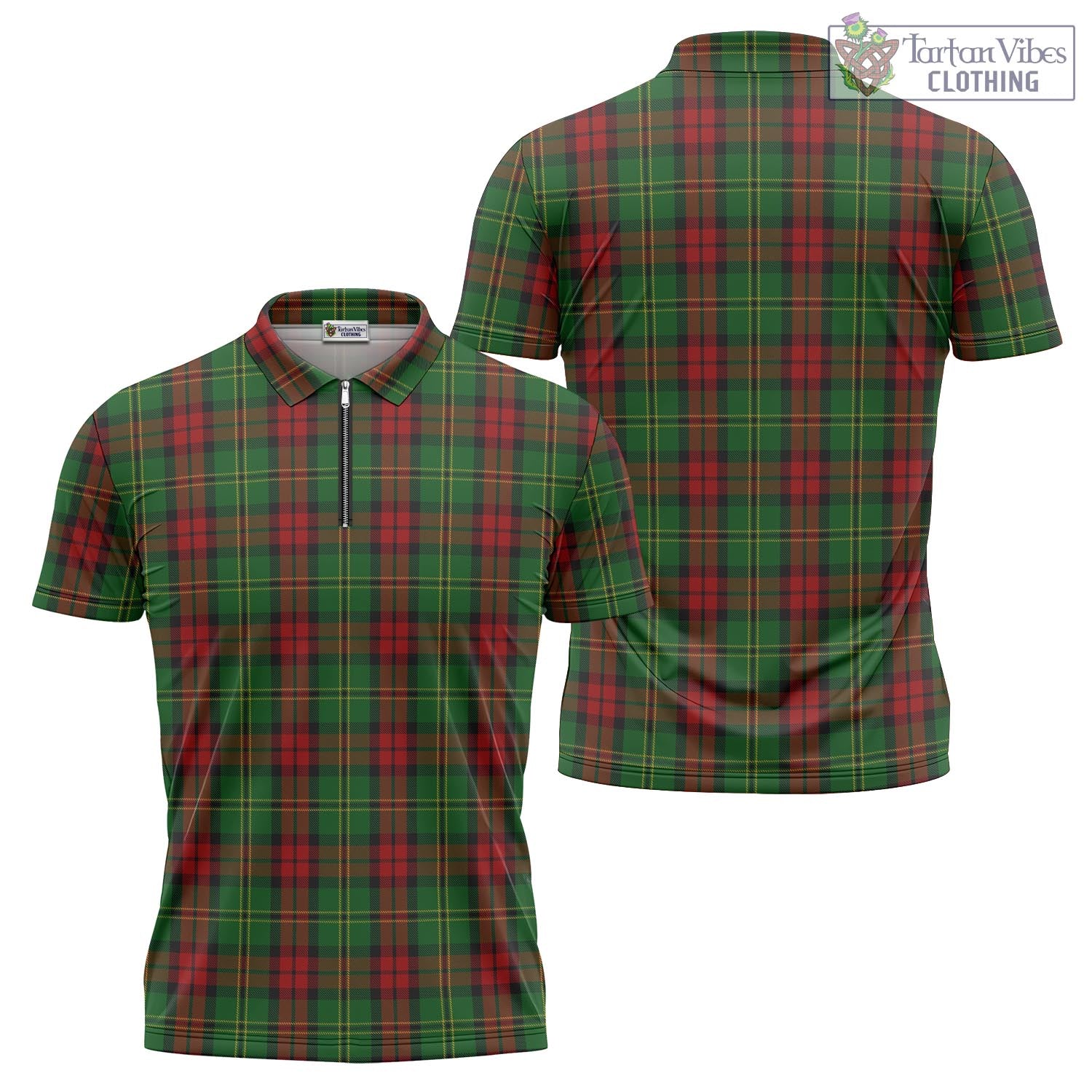 Blackstock Hunting Tartan Zipper Polo Shirt Unisex - Tartan Vibes Clothing
