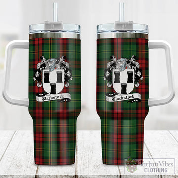 Blackstock Hunting Tartan Tumbler with Handle with Family Crest One Size 40 OZ - Tartan Vibes Clothing