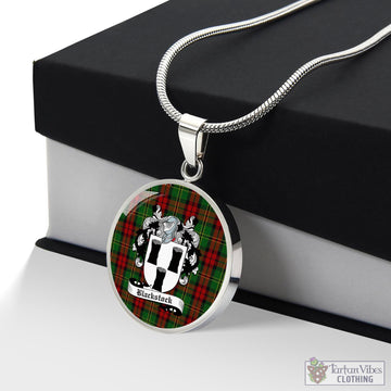 Blackstock Hunting Tartan Circle Necklace with Family Crest Luxury Necklace (Silver) No - Tartan Vibes Clothing