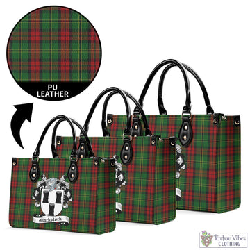 Blackstock Hunting Tartan Luxury Leather Handbags with Family Crest L - Tartan Vibes Clothing