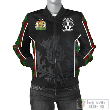 Blackstock Hunting Tartan Bomber Jacket with Family Crest and Scottish Thistle Vibes Sport Style - Tartan Vibes Clothing