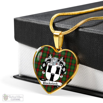 Blackstock Hunting Tartan Heart Necklace with Family Crest - Tartan Vibes Clothing
