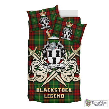 Blackstock Hunting Tartan Bedding Set with Clan Crest and the Golden Sword of Courageous Legacy