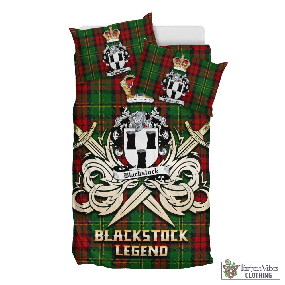 Tartan Vibes Clothing Blackstock Hunting Tartan Bedding Set with Clan Crest and the Golden Sword of Courageous Legacy