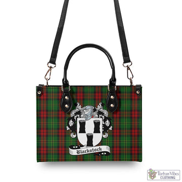 Blackstock Hunting Tartan Luxury Leather Handbags with Family Crest - Tartan Vibes Clothing