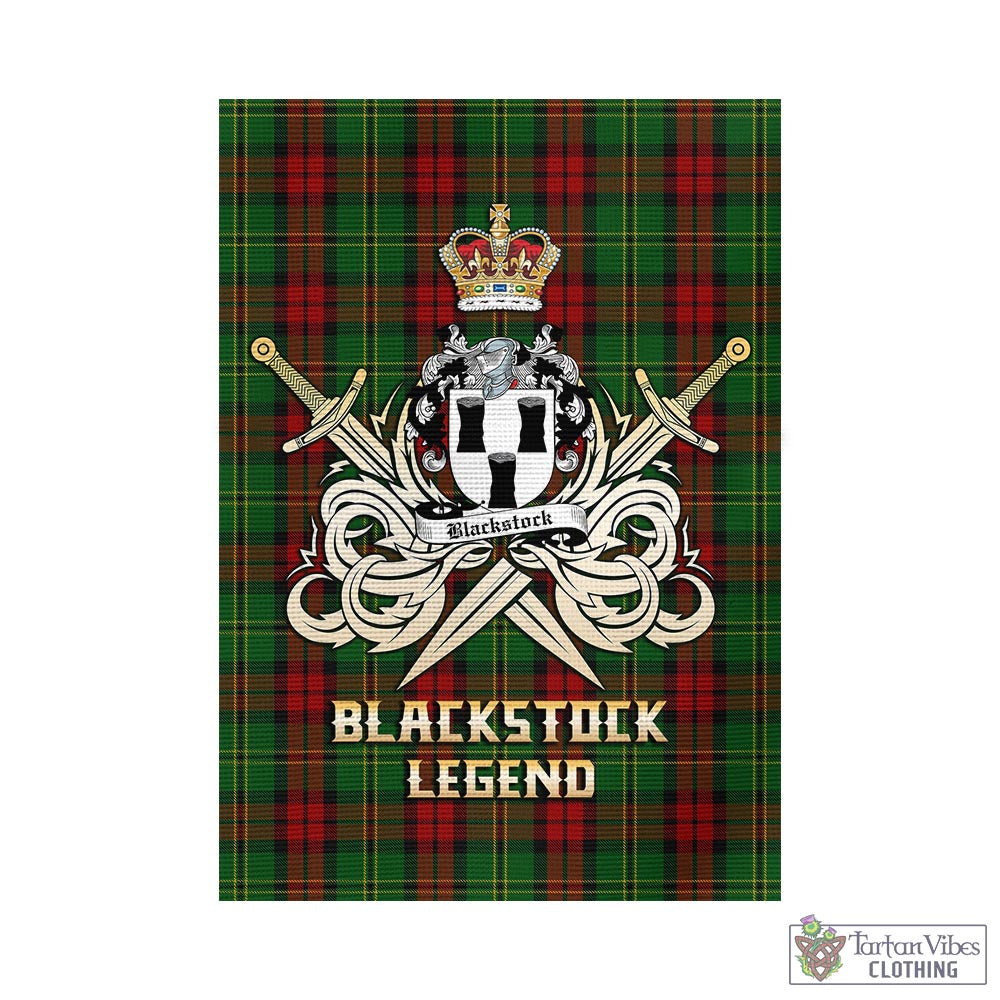 Tartan Vibes Clothing Blackstock Hunting Tartan Flag with Clan Crest and the Golden Sword of Courageous Legacy