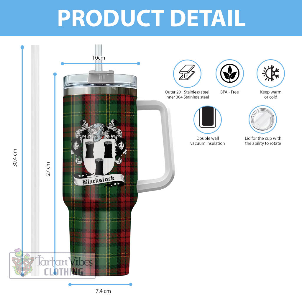 Blackstock Hunting Tartan Tumbler with Handle with Family Crest - Tartan Vibes Clothing