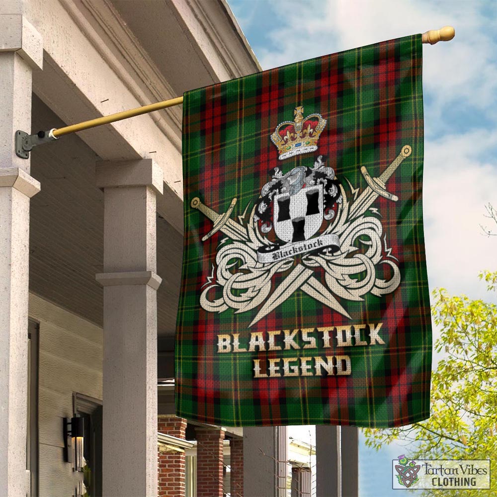 Tartan Vibes Clothing Blackstock Hunting Tartan Flag with Clan Crest and the Golden Sword of Courageous Legacy