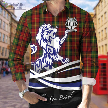 Blackstock Red Dress Tartan Long Sleeve Button Up Shirt with Alba Gu Brath Regal Lion Emblem