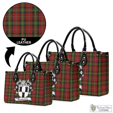 Blackstock Red Dress Tartan Luxury Leather Handbags with Family Crest L - Tartan Vibes Clothing