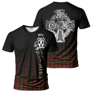 Tartan Vibes Clothing Blackstock Red Dress Tartan T-Shirt Featuring Alba Gu Brath Family Crest Celtic Inspired