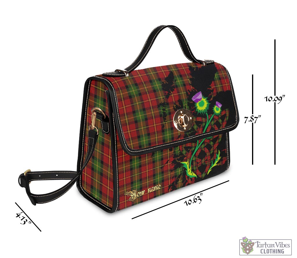 Tartan Vibes Clothing Blackstock Red Dress Tartan Waterproof Canvas Bag with Scotland Map and Thistle Celtic Accents