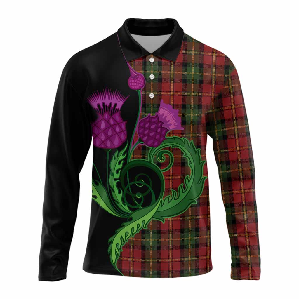 Blackstock Tartan Long Sleeve Polo Shirt Traditional Scottish Thistle