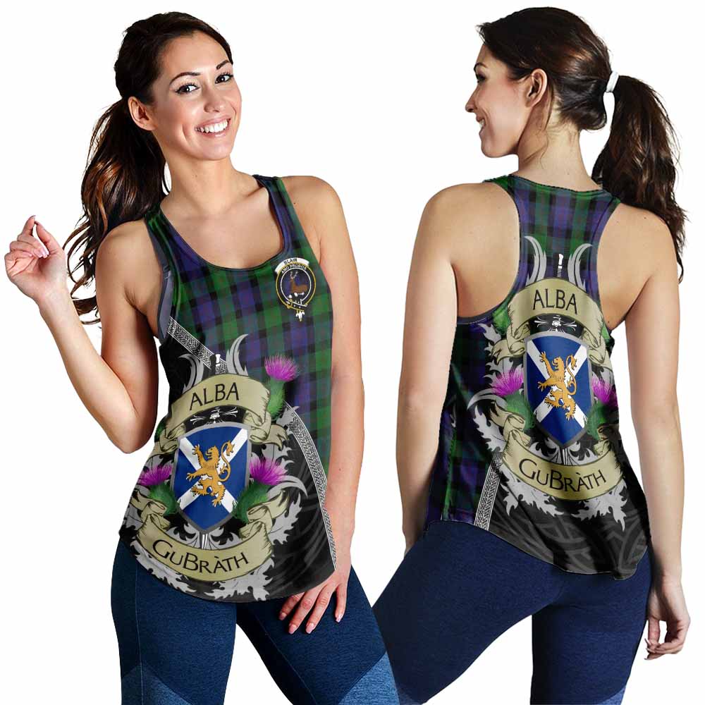 Tartan Vibes Clothing Blair Tartan Family Crest Women's Racerback Tanks Lion Rampant Royal Thistle Shield Celtic Inspired