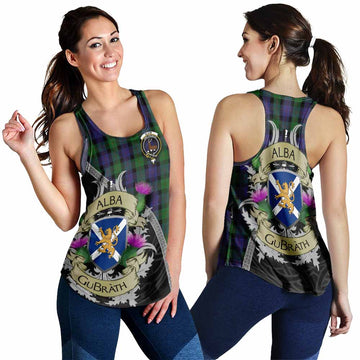 Blair Tartan Family Crest Women's Racerback Tanks Lion Rampant Royal Thistle Shield Celtic Inspired