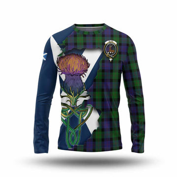 Tartan Vibes Clothing Blair Tartan Family Crest Long Sleeve T-Shirt Scottish Thistle Celtic Inspired
