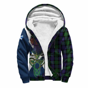 Blair Tartan Family Crest Sherpa Hoodie Scottish Thistle Celtic Inspired