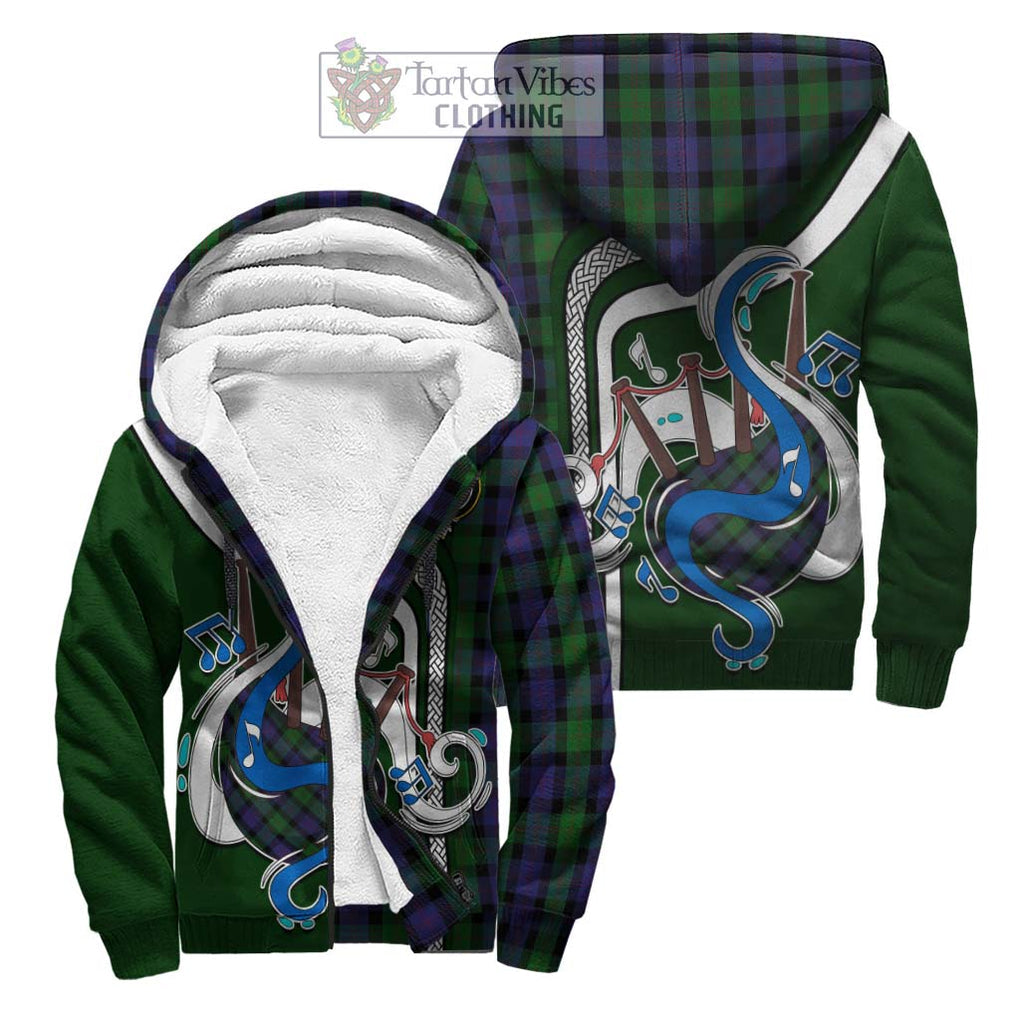 Blair Tartan Sherpa Hoodie with Epic Bagpipe Style Unisex S - Tartanvibesclothing Shop