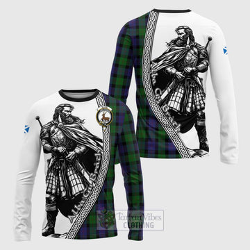 Tartan Vibes Clothing Blair Tartan Clan Crest Long Sleeve T-Shirt with Highlander Warrior Celtic Style