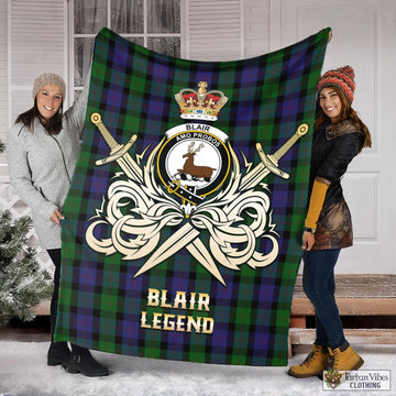 Blair Tartan Blanket with Clan Crest and the Golden Sword of Courageous Legacy