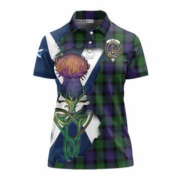 Tartan Vibes Clothing Blair Tartan Family Crest Women's Polo Shirt Scottish Thistle Celtic Inspired