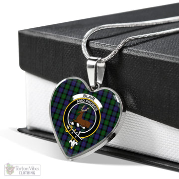 Blair Tartan Heart Necklace with Family Crest