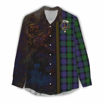Blair Tartan Family Crest Women's Casual Shirt Alba Gu Brath Be Brave Lion Ancient Style