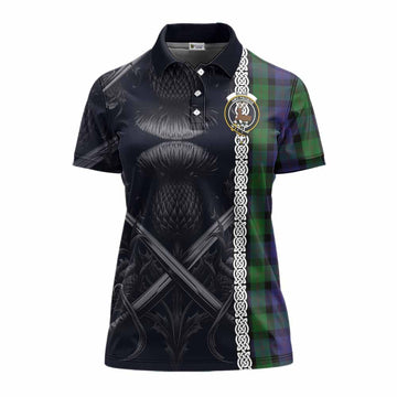 Tartan Vibes Clothing Blair Tartan Women's Polo Shirt with Family Crest Cross Sword Thistle Celtic Vibes