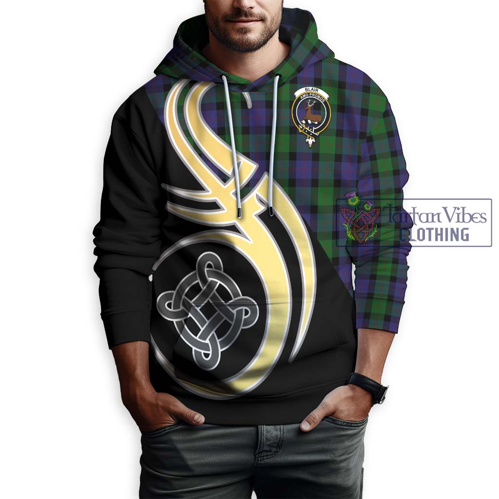 Blair Tartan Hoodie with Family Crest and Celtic Symbol Style Zip Hoodie - Tartan Vibes Clothing