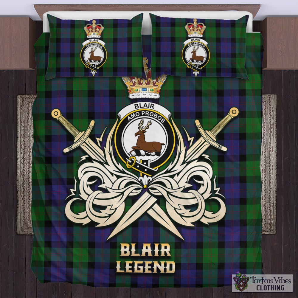 Tartan Vibes Clothing Blair Tartan Bedding Set with Clan Crest and the Golden Sword of Courageous Legacy