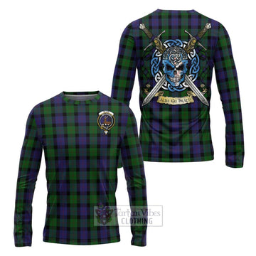 Tartan Vibes Clothing Blair Tartan Long Sleeve T-Shirt with Family Crest Celtic Skull Style