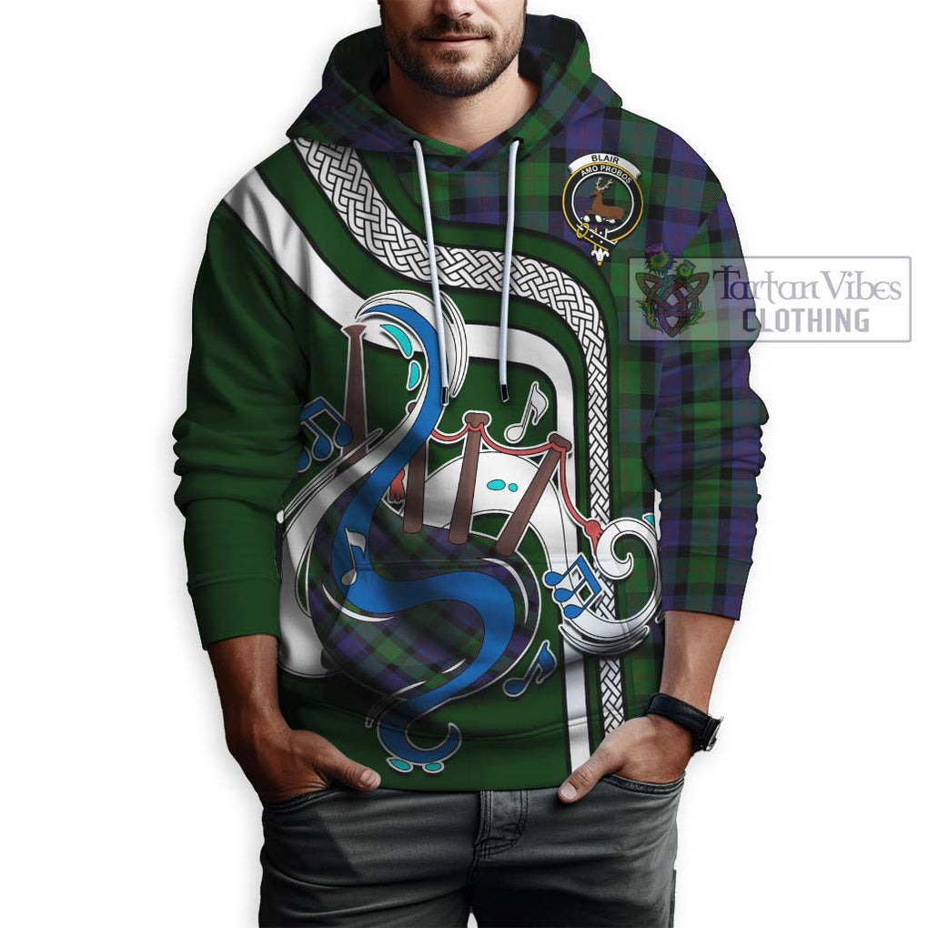 Blair Tartan Hoodie with Epic Bagpipe Style Zip Hoodie - Tartanvibesclothing Shop