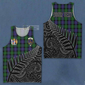 Blair Crest Tartan Men's Tank Top with New Zealand Silver Fern Half Style