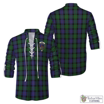 Blair Tartan Men's Scottish Traditional Jacobite Ghillie Kilt Shirt with Family Crest