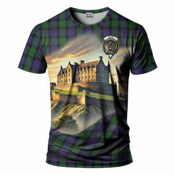 Blair Tartan Family Crest T-Shirt with Scottish Ancient Castle Style