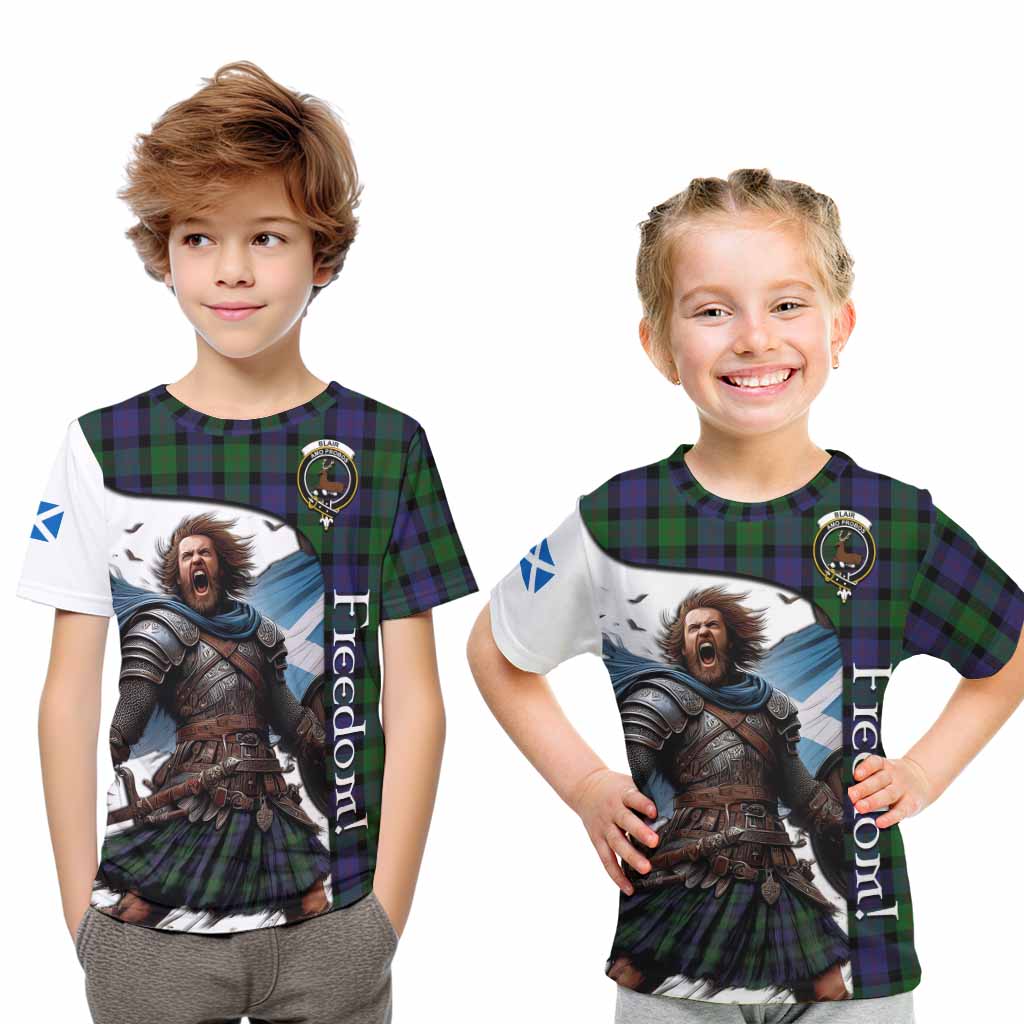 Tartan Vibes Clothing Blair Crest Tartan Kid T-Shirt Inspired by the Freedom of Scottish Warrior