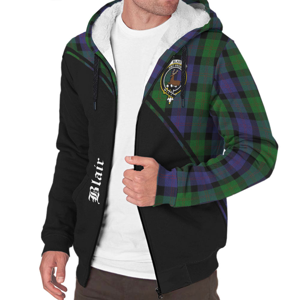 Blair Tartan Sherpa Hoodie with Family Crest Curve Style Unisex - Tartanvibesclothing