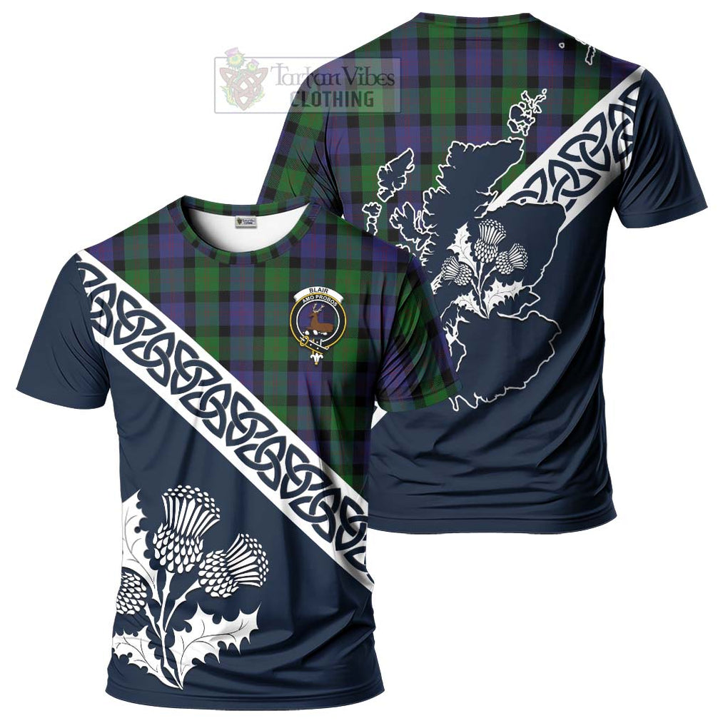 Blair Tartan T-Shirt Featuring Thistle and Scotland Map Kid's Shirt - Tartanvibesclothing Store