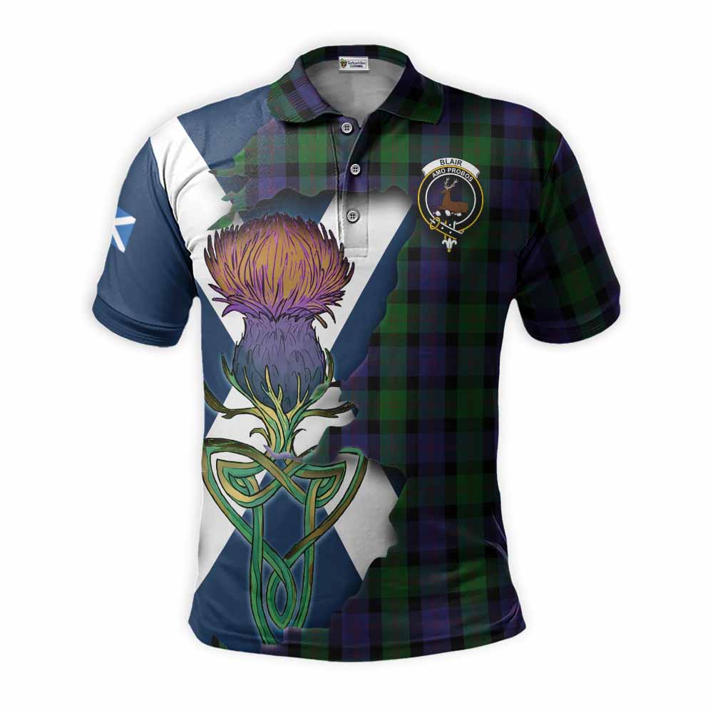 Tartan Vibes Clothing Blair Tartan Family Crest Polo Shirt Scottish Thistle Celtic Inspired